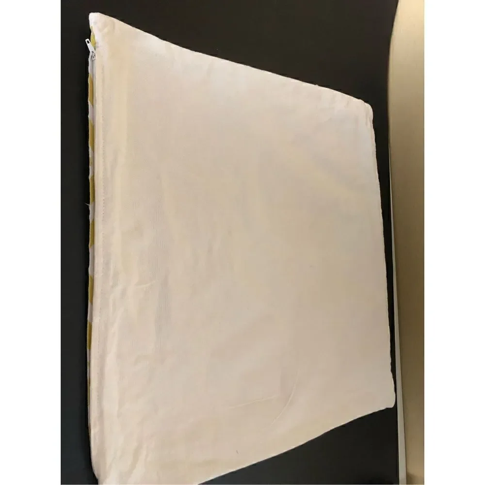 Throw Pillow Cover Sham Case   18”x 18” Yellow & White